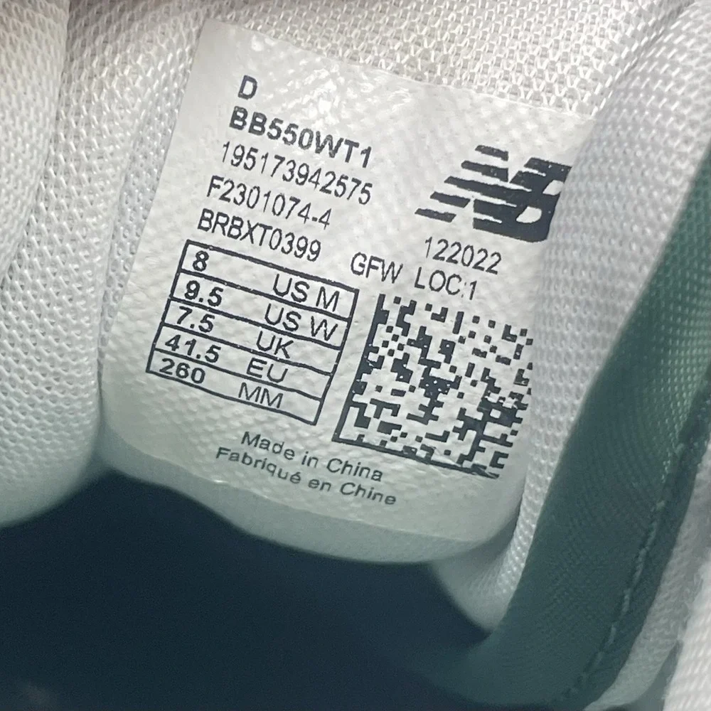 New Balance Sneakers Mens 8 D 550 BB550WT1 Green Athletic Casual Shoes